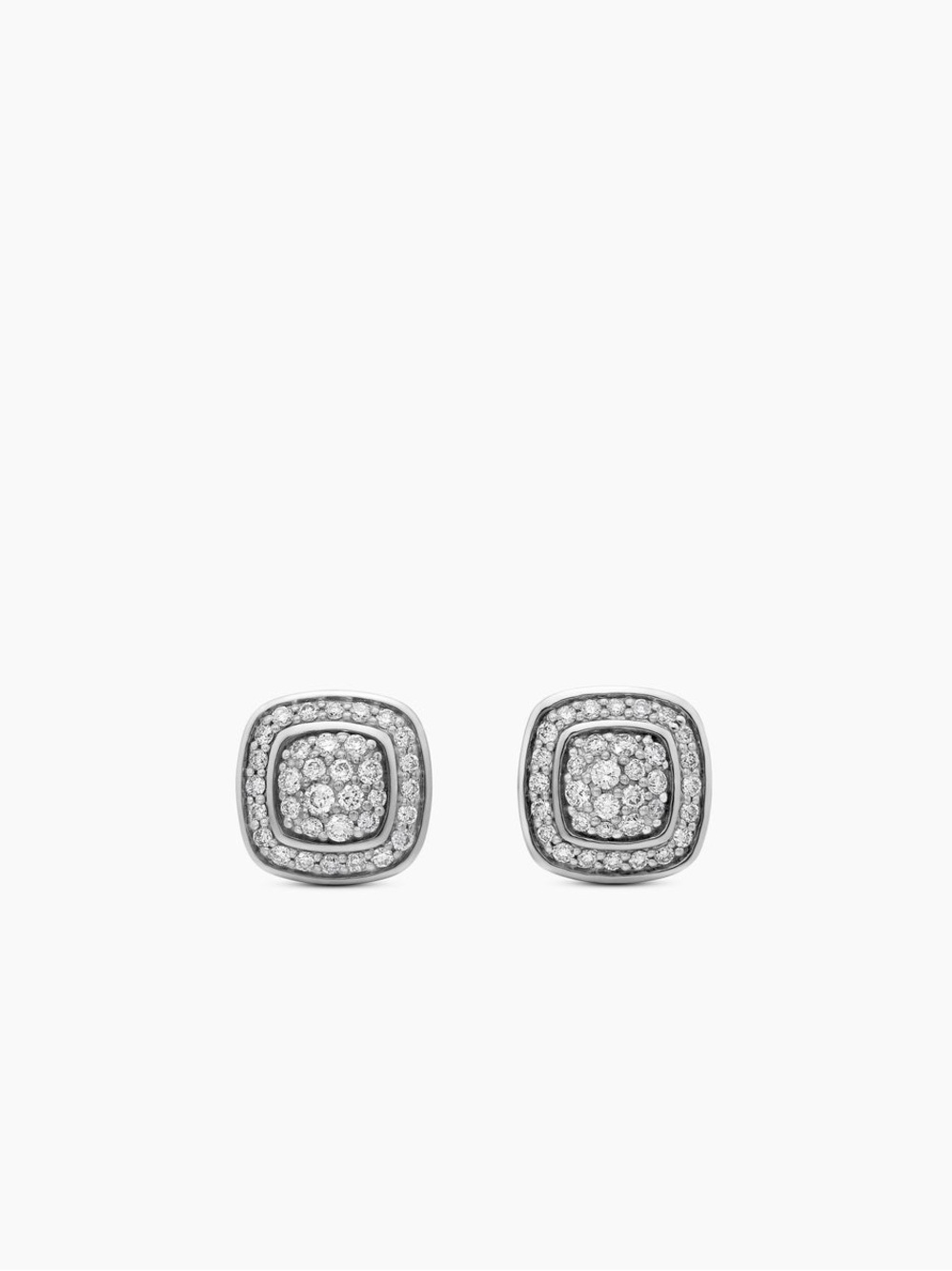 David Yurman Albion Collection Silver Pavé Diamond Stud Earrings
